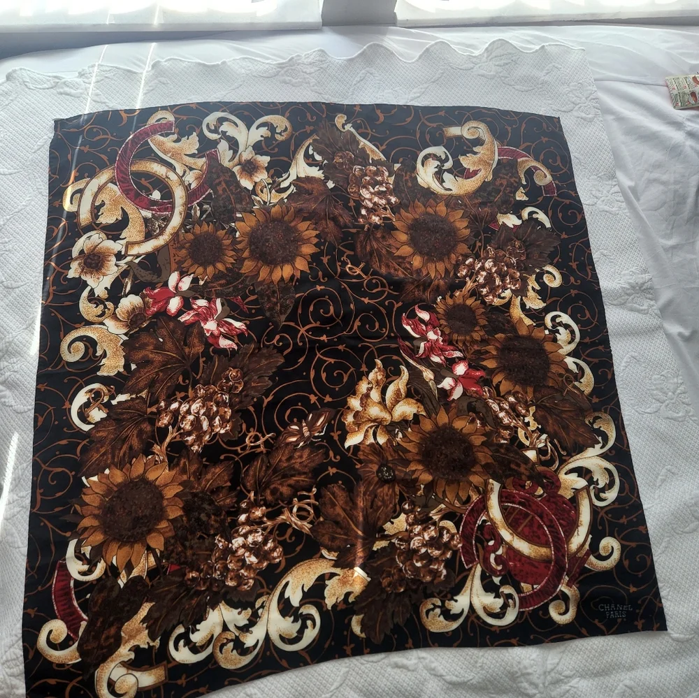 Chanel Floral Silk Scarf